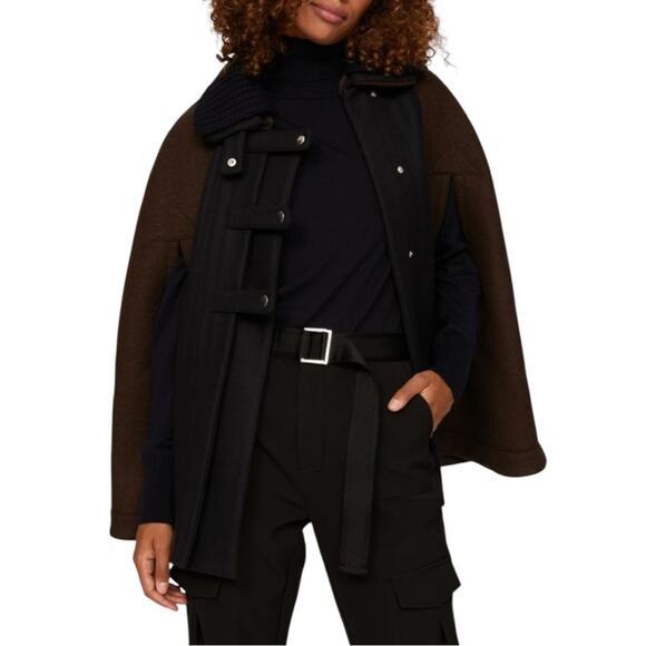 Like new! PLAN C Roll-neck Wool Cape Jacket In Brown Size 36/US Size 0/Size XS - Picture 3 of 11
